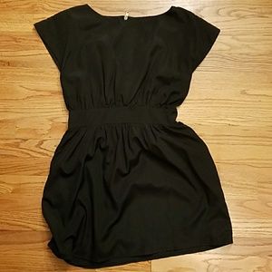 Black mini dress with exposed zipper